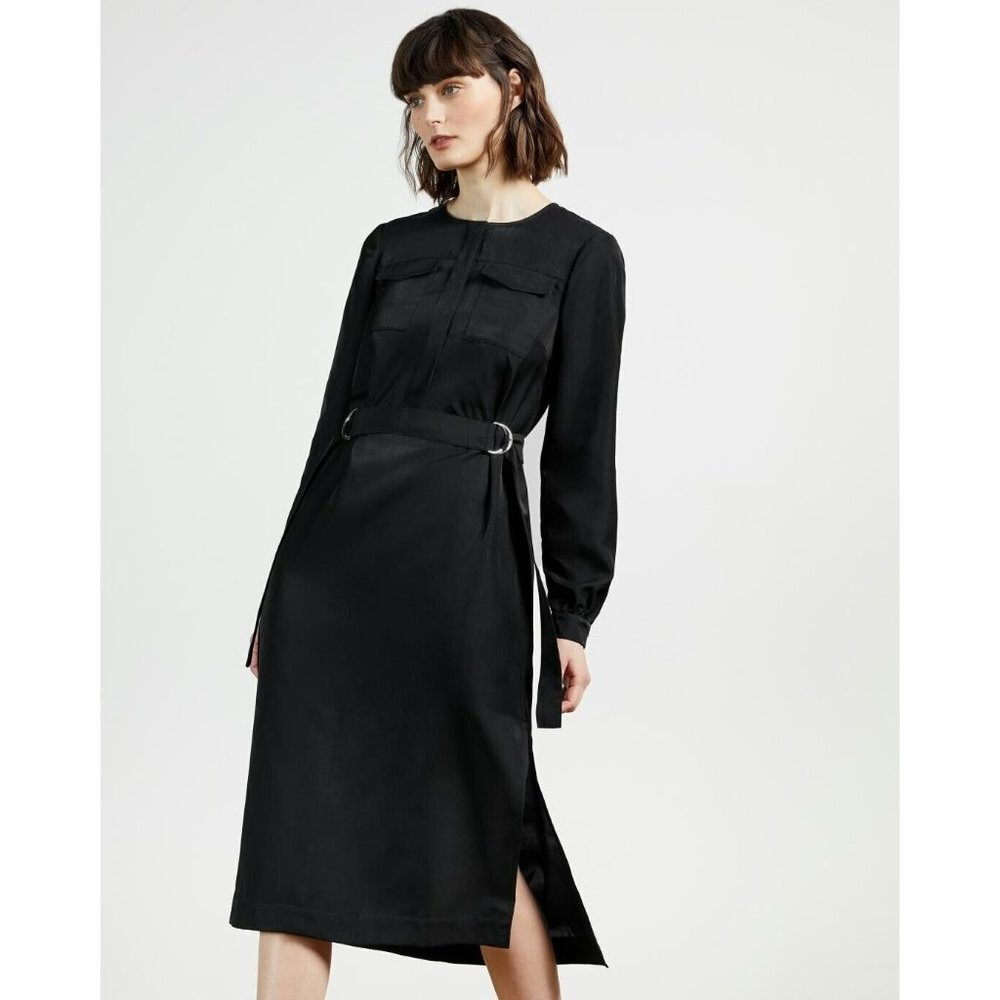 Ted Baker Womens Aminna – Long Sleeve Utility Midi Dress Navy Size 1 US 4
